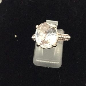 Sterling silver rose gold crystal ring